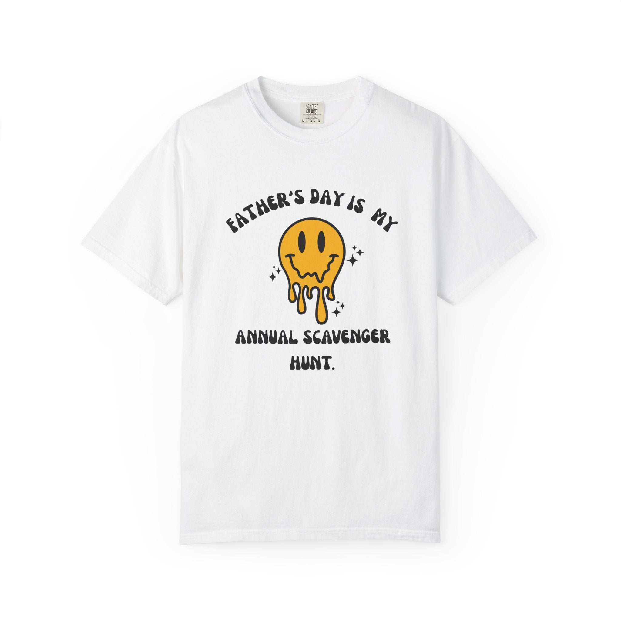 Father's Day Scavenger Hunt T-Shirt — Melting Smiley Graphic Tee