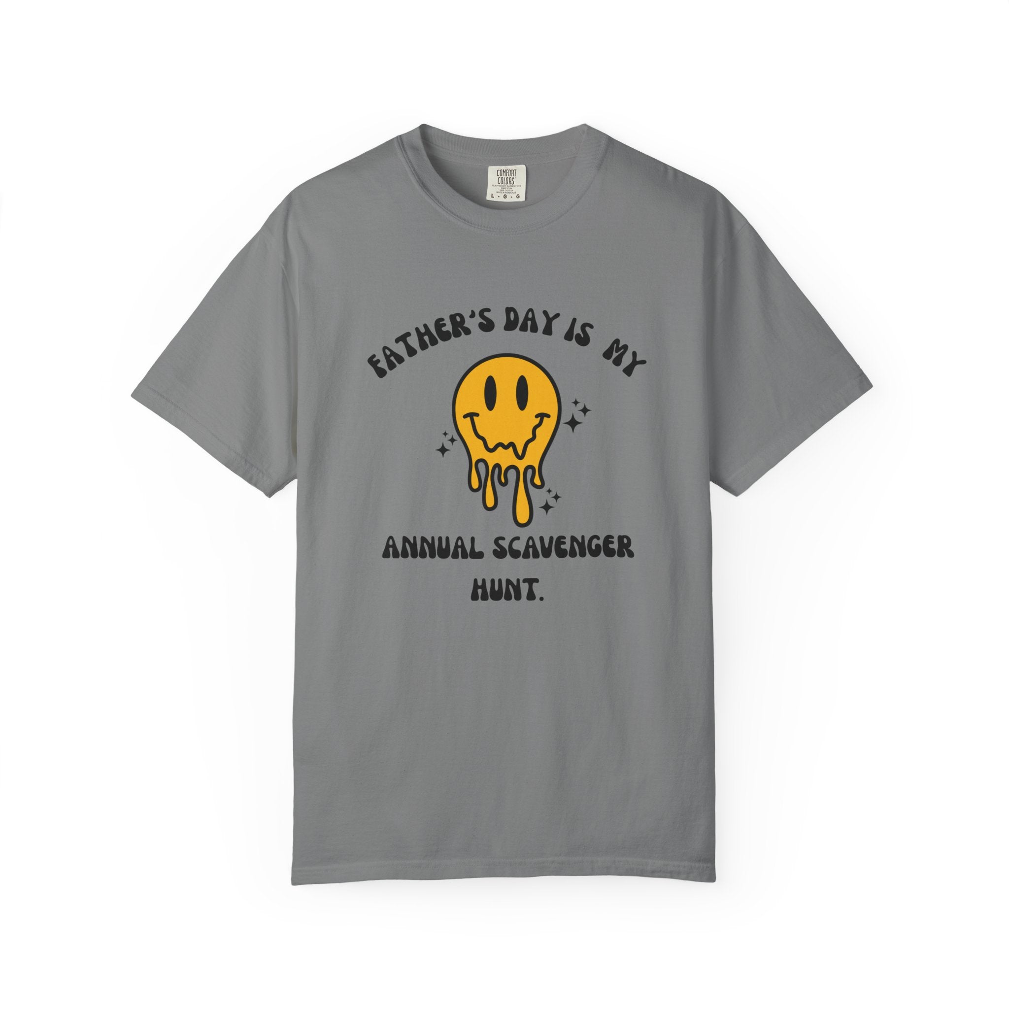 Father's Day Scavenger Hunt T-Shirt — Melting Smiley Graphic Tee
