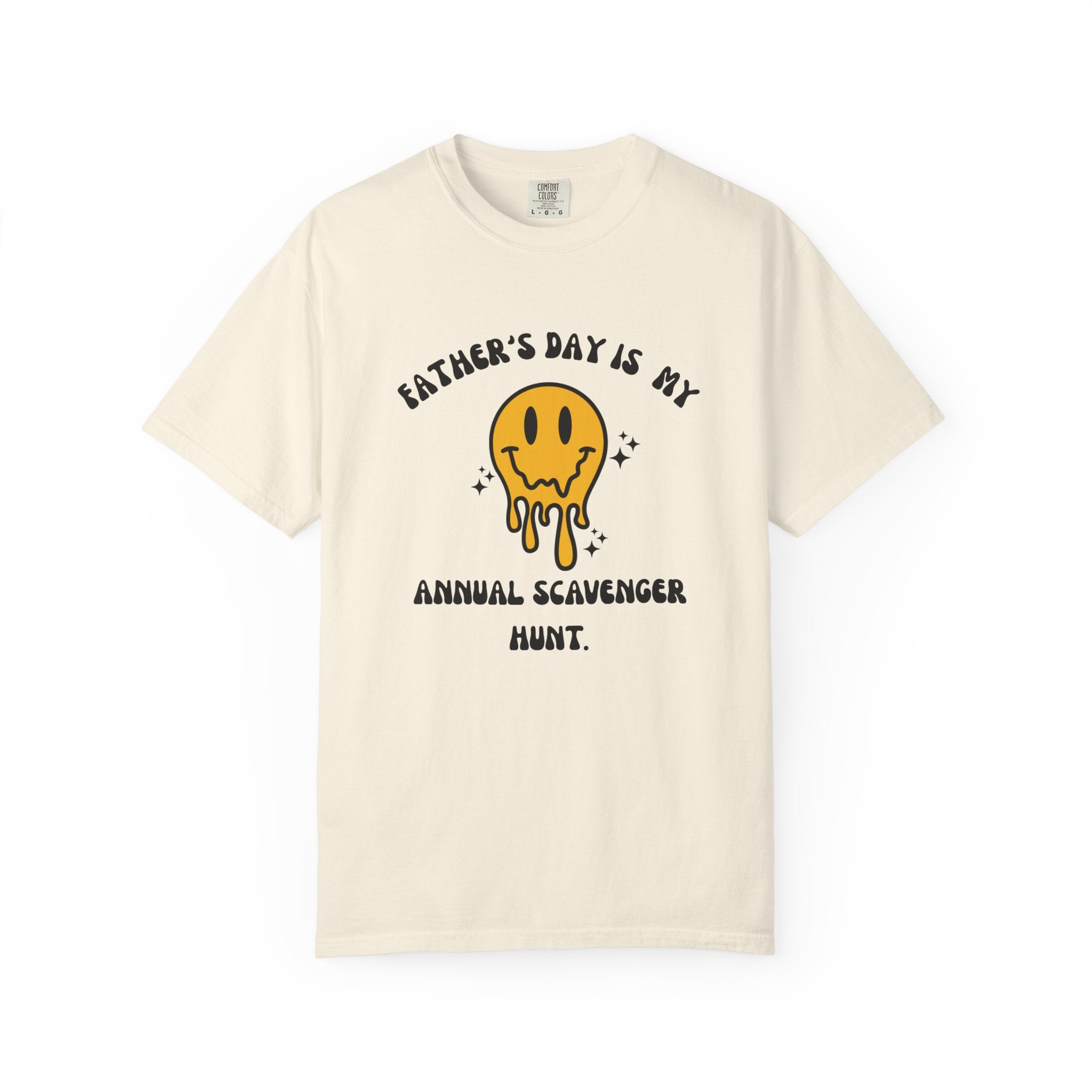 Father's Day Scavenger Hunt T-Shirt — Melting Smiley Graphic Tee