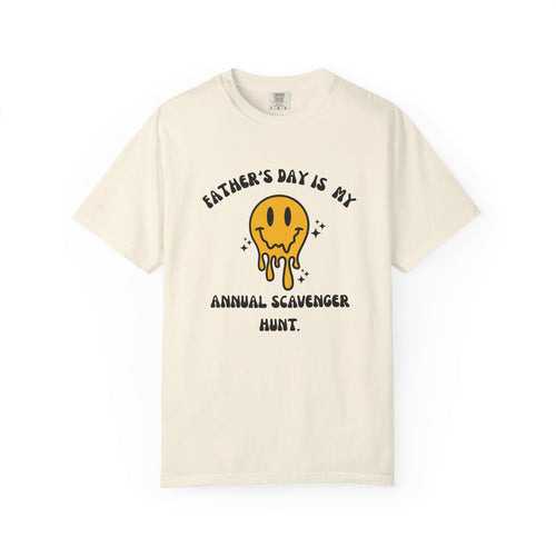 Father's Day Scavenger Hunt T-Shirt — Melting Smiley Graphic Tee